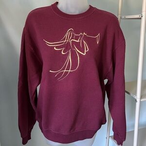 Vintage Embroidered Angel Holiday Sweatshirt 90s Christmas